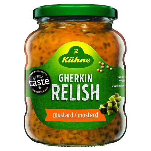 Kuhne Gherkin Relish Mustard 350g pack shot