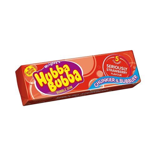 Hubba Bubba Seriously Strawberry Soft Bubble Gum 7g pack shot