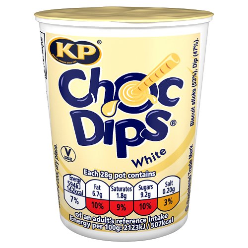 KP Choc Dips White 28g pack shot