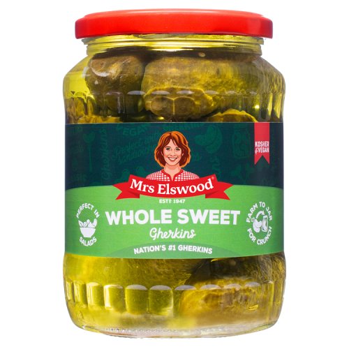Mrs Elswood Whole Sweet Gherkins 670g pack shot