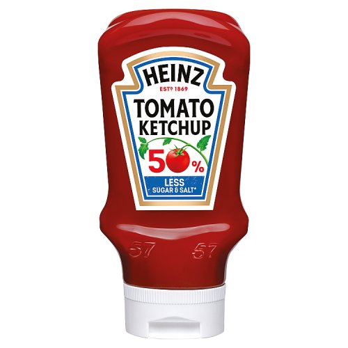 Heinz Tomato Ketchup 50% Less Sugar & Salt 400ml pack shot