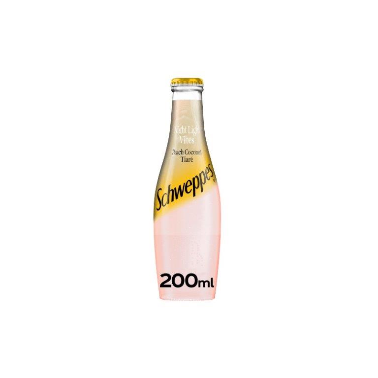 Schweppes Peach Coconut Soda Water Glass 200ml pack shot