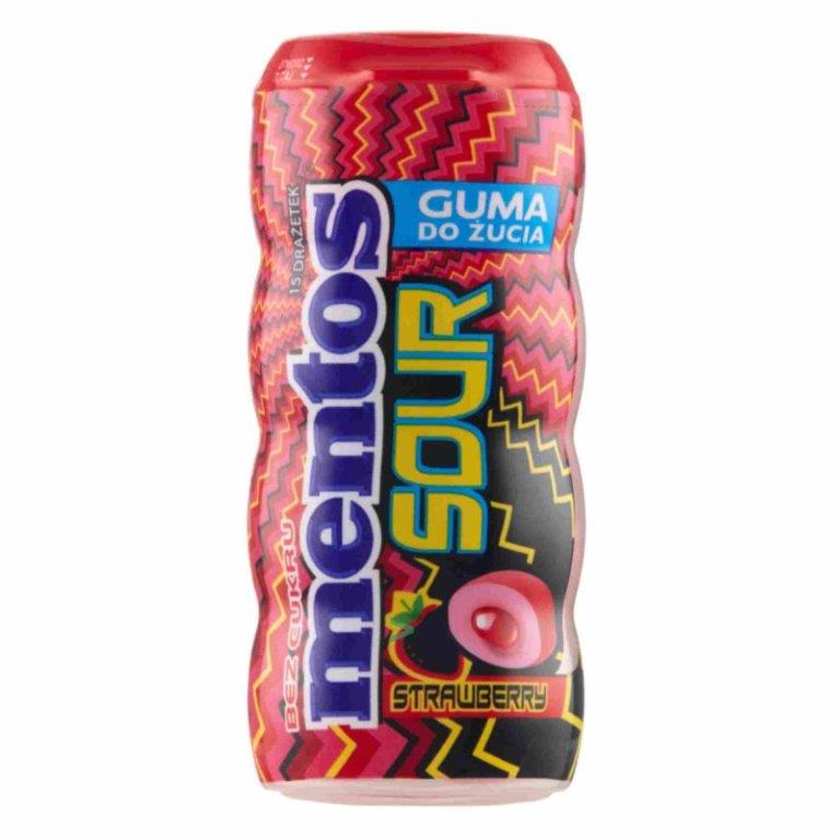 Mentos Gum Pocket Bottle Sour Strawberry 30g pack shot