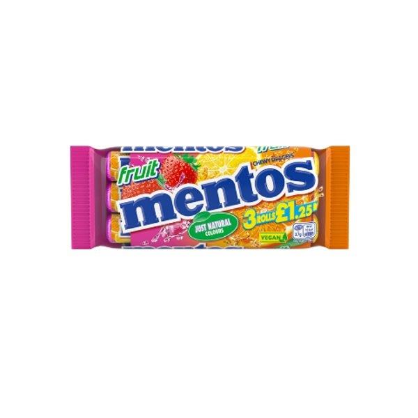 Mentos Fruit Roll 3pk (3 x 38g) pack shot