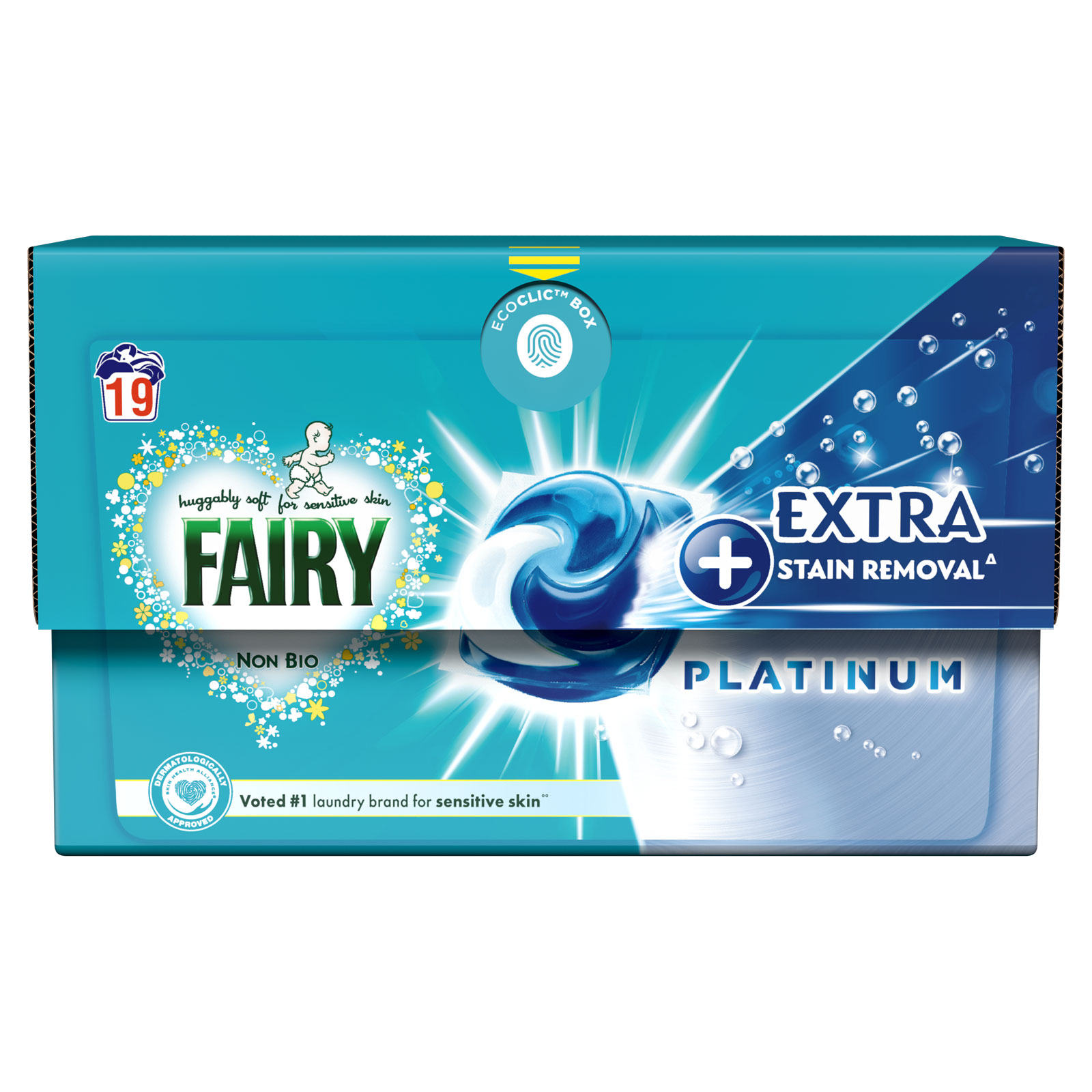 Fairy Pods Platinum Non Bio Sensitive 19W pack shot