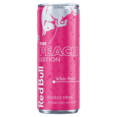 Red Bull Energy White Peach Edition 250ml pack shot
