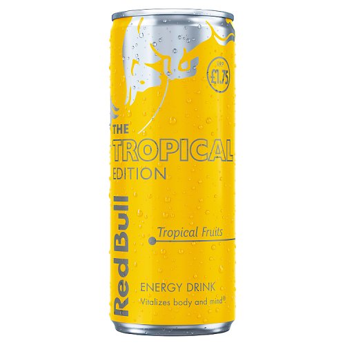 Red Bull Editions Tropical Fruits PM £1.75 250ml pack shot