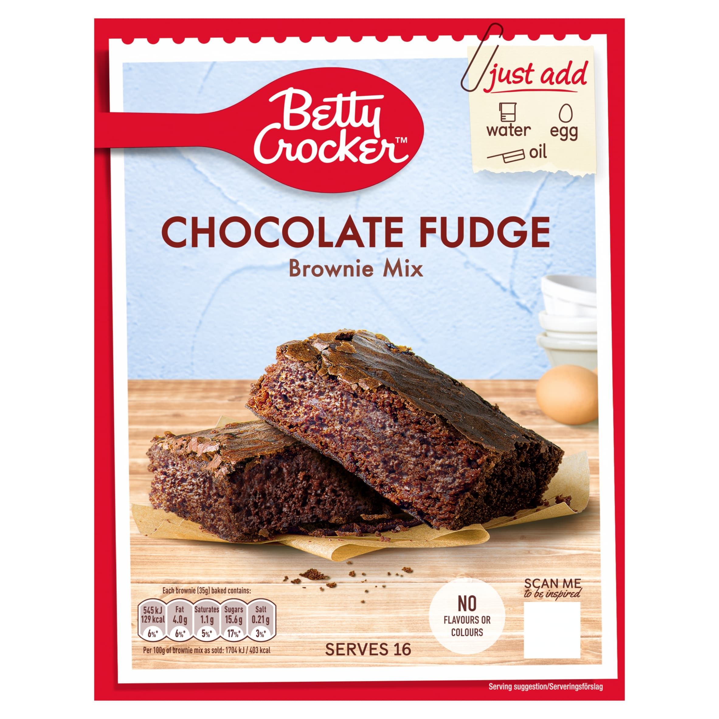Betty Crocker Chocolate Fudge Brownie Mix 415g pack shot
