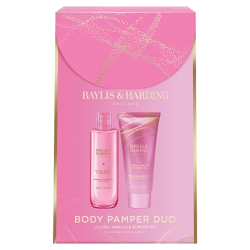 Baylis & Harding Jojoba Vanilla & Almond Oil Luxury Body Pamper Duo Gift Set 1s pack shot