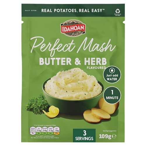 Idahoan Butter & Herb Mash 109g pack shot