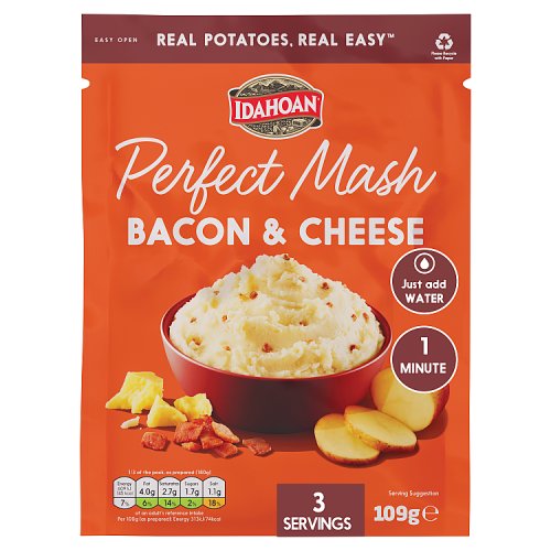 Idahoan Cheese & Bacon Mash 109g pack shot