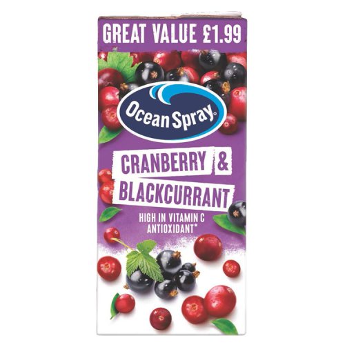 Ocean Spray Cranberry & Blackcurrant PM £1.99 1Ltr pack shot