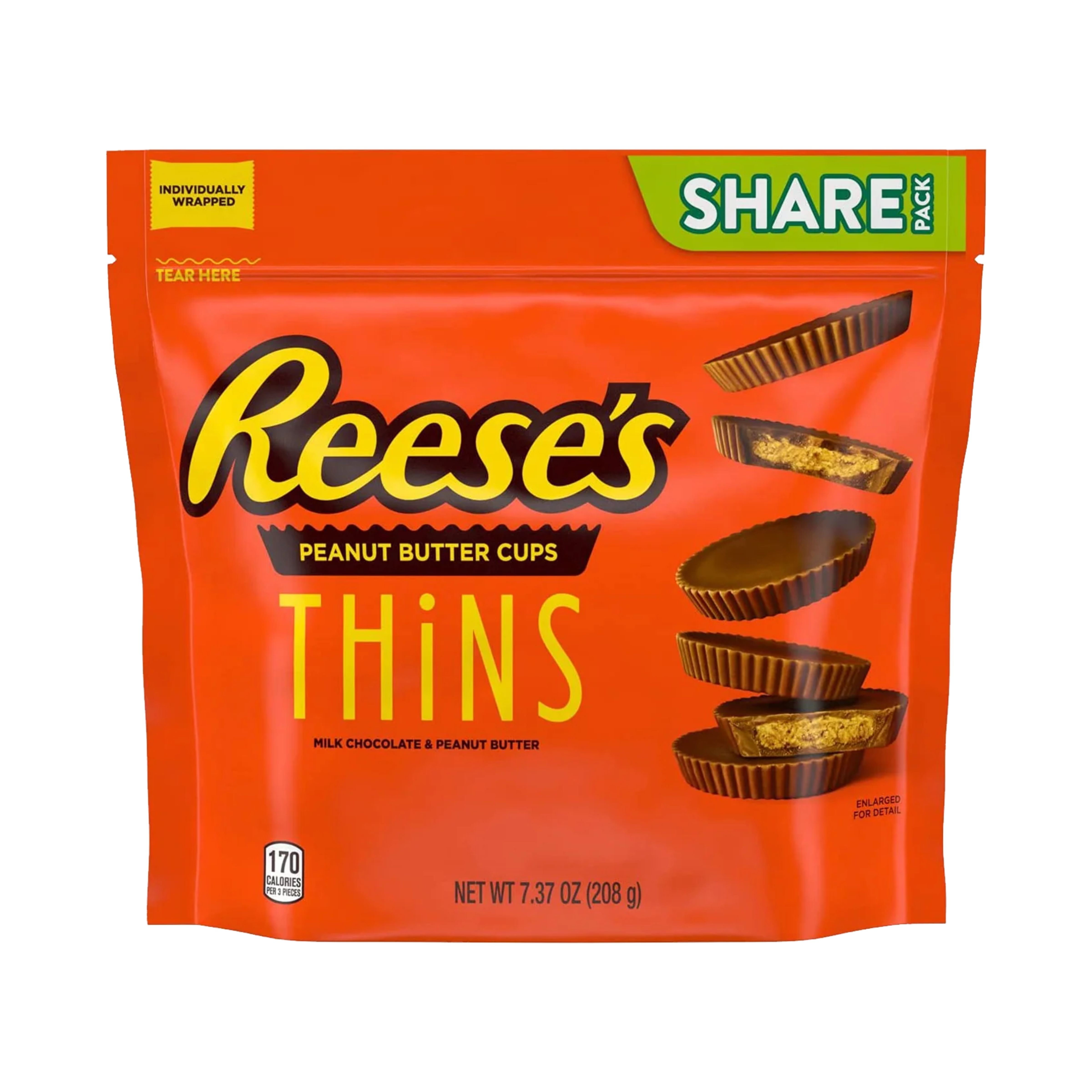 USA Reeses Thins Peanut Butter Cups Pouch 208g pack shot