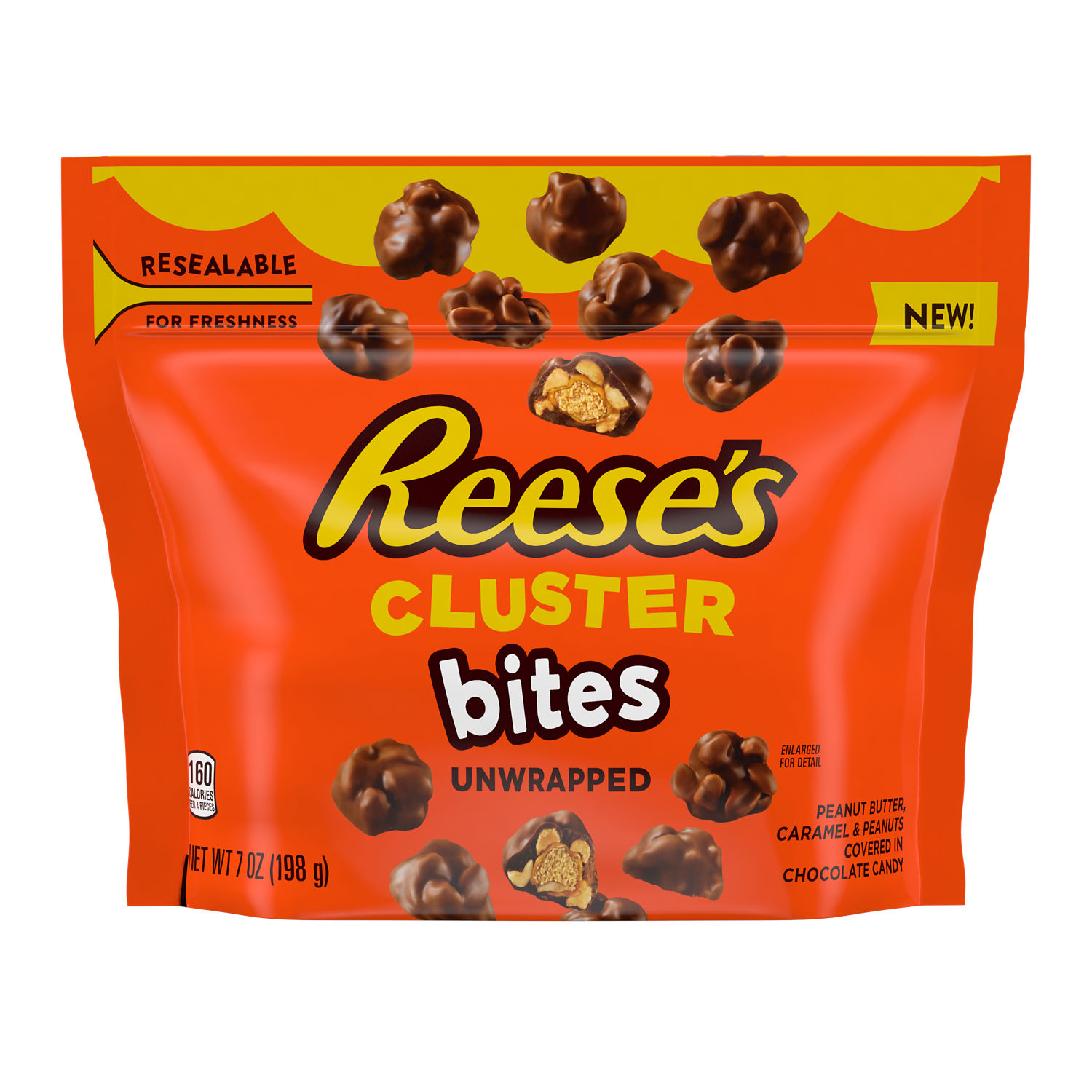 USA Reeses Cluster Bites Caramel & Peanut 198g pack shot