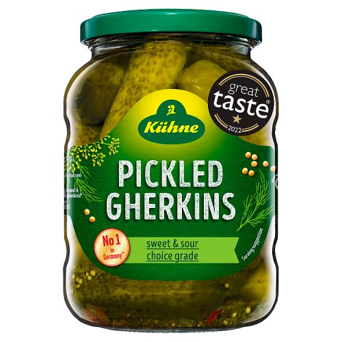 Kuhne Pickled Gherkins 370ml pack shot