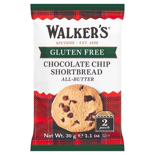 Walkers Gluten Free Chocolate Chip Shortbread 2s 30g pack shot