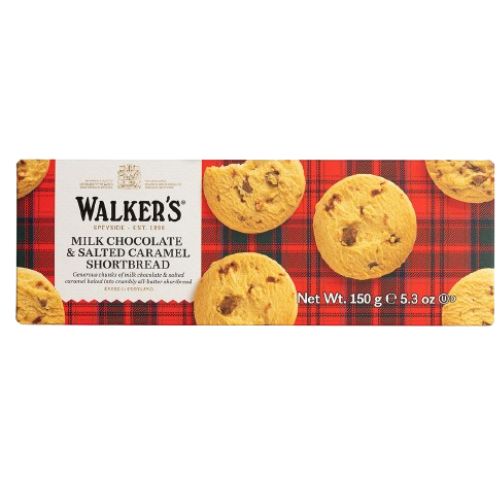 Walkers Salted Caramel & Milk Chocolate Chunk Shortbread 150g pack shot