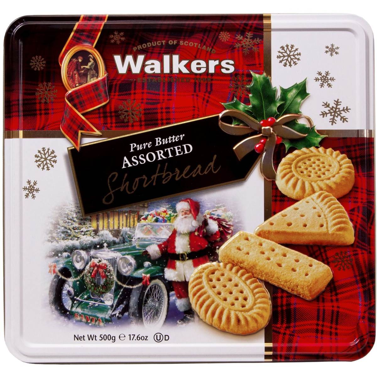 Walkers Festive Shortbread Assortment Tin 450g pack shot