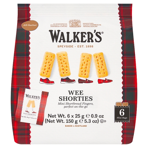 Walkers Wee Shorties Mini Shortbread Fingers Multipack 150g pack shot