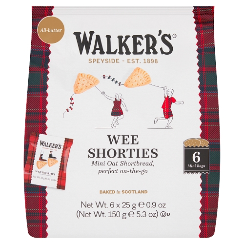 Walkers Wee Shorties Mini Oat Shortbread 150g pack shot