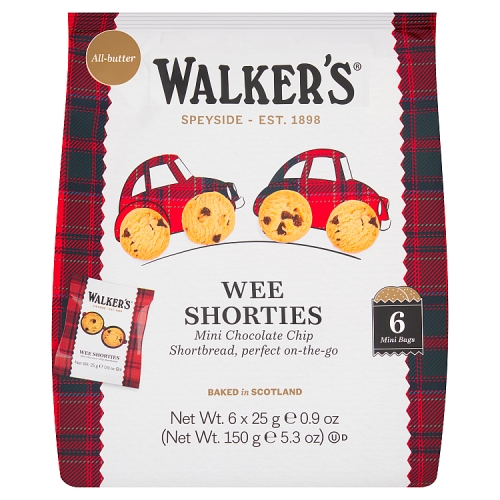 Walkers Wee Shorties Mini Choc Chip Shortbread 150g pack shot