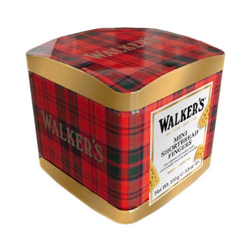 Walkers Mini Shortbread Fingers Tin Tartan 100g pack shot