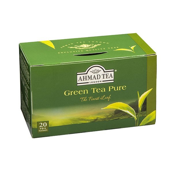Ahmad Green Tea Pure Tea Bags 20s pack shot