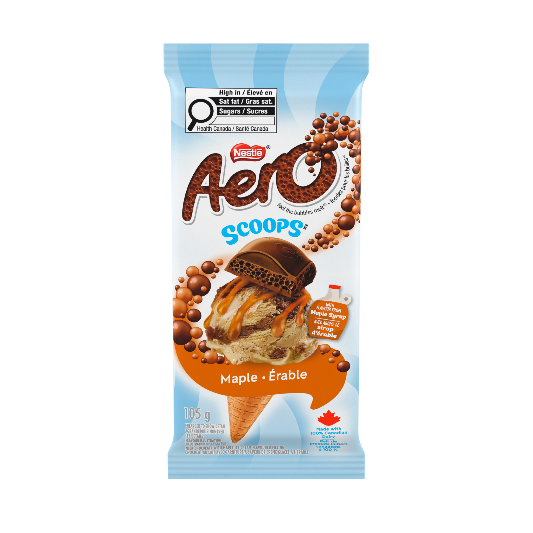 Aero Scoops Maple Chocolate Bar 15pk (15 x 105g) pack shot