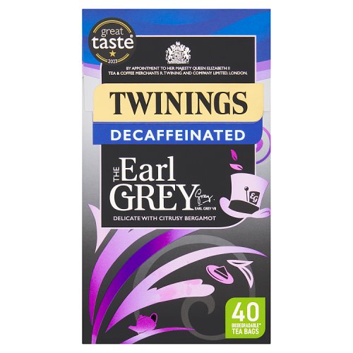 Twinings Earl Grey Decaf Tea Bags 40s pack shot