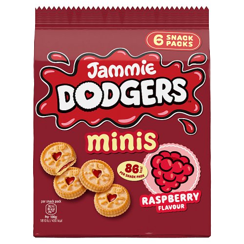 Jammie Dodgers Minis Biscuits Raspberry 6pk (6 x 20g) pack shot