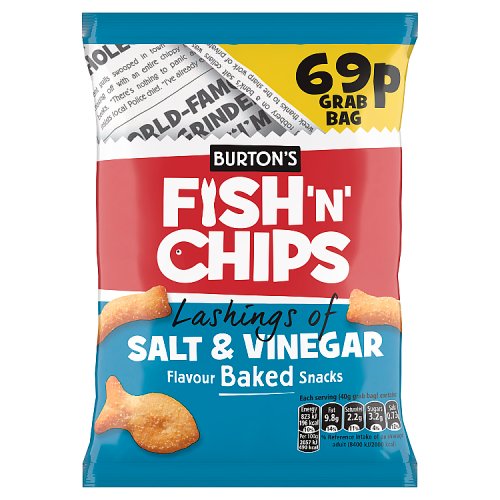 Burtons Fish & Chips Salt & Vinegar PM 69p 40g pack shot