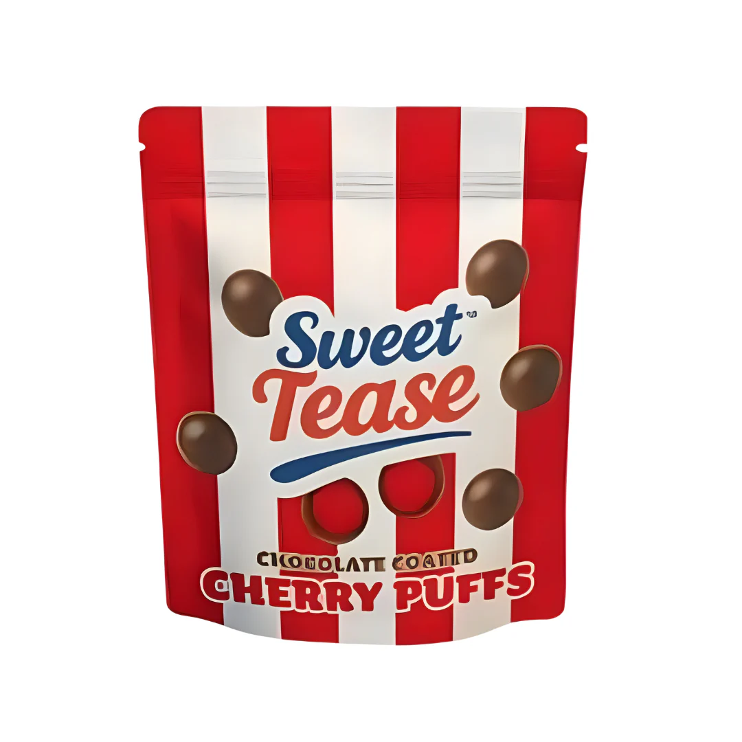 Sweet Tease Cherry Puffs Pouch 80g pack shot