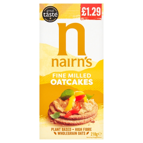Nairns Fine Milled Oatcakes PM £1.29 218g pack shot
