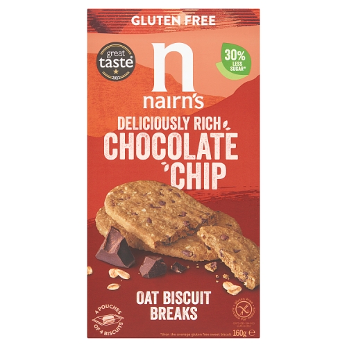 Nairns Gluten Free Chocolate Biscuit Breaks 160g pack shot