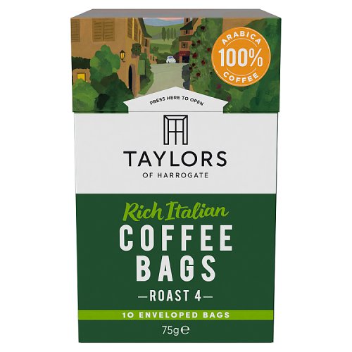 Taylors Rich Italian Coffee Bags 10s 75g pack shot