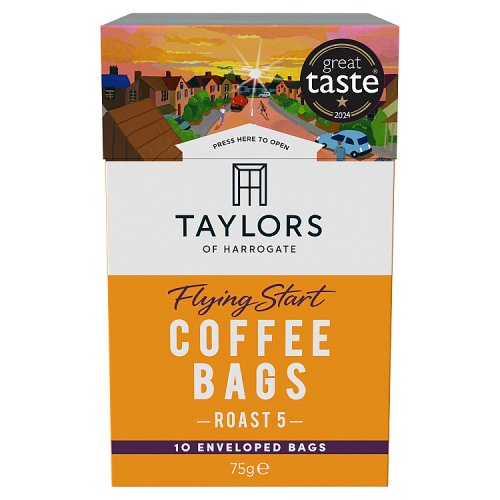 Taylors Flying Start Coffee Bags 10s 75g pack shot