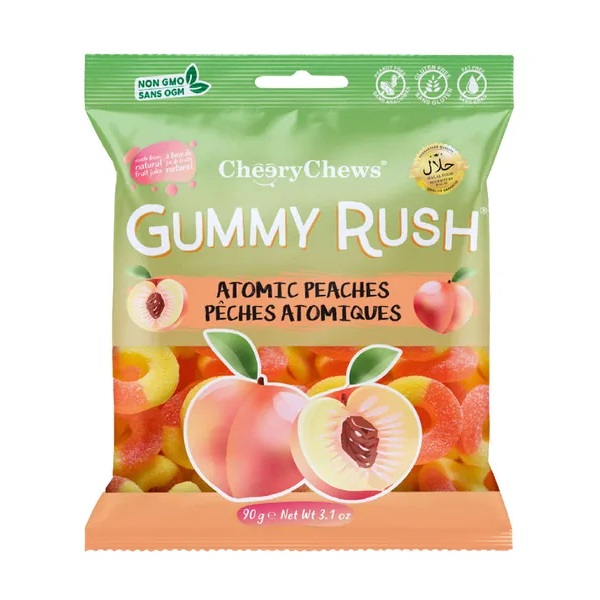 Gummy Rush Atomic Peaches 90g pack shot