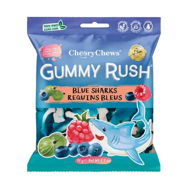 Gummy Rush Blue Sharks 90g pack shot