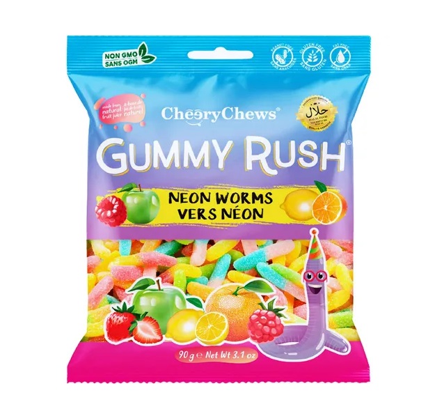 Gummy Rush Gummy Neon Worms 90g pack shot