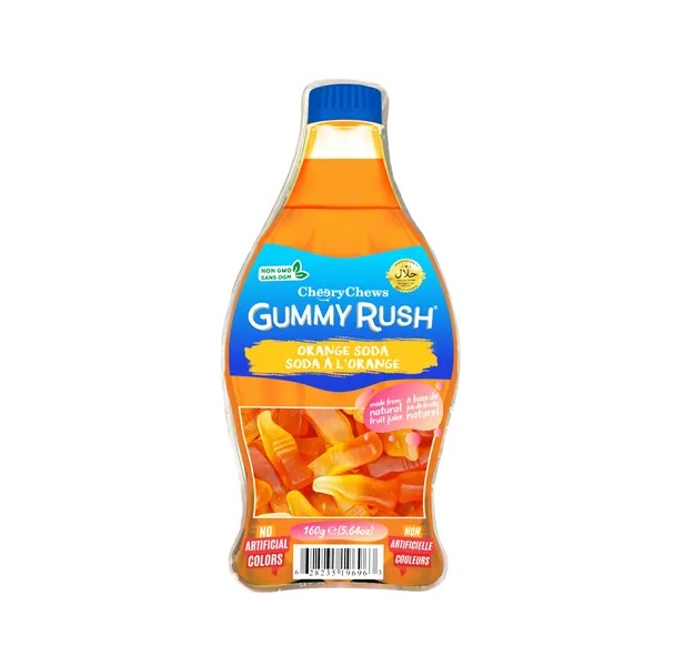 Gummy Rush Orange Soda Bottle Tub 160g pack shot