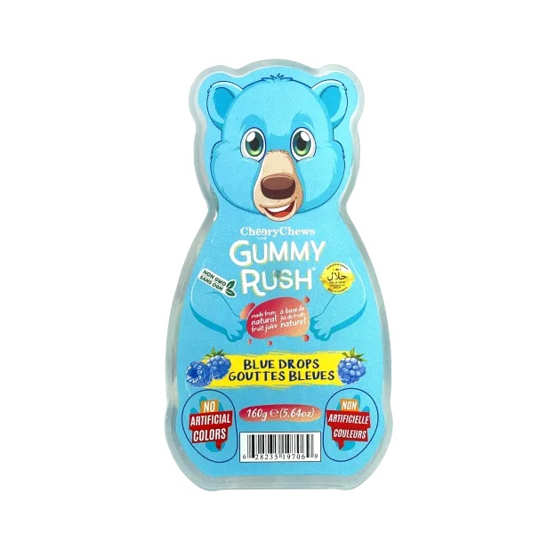 Gummy Rush Blue Drops Bear Tub 160g pack shot
