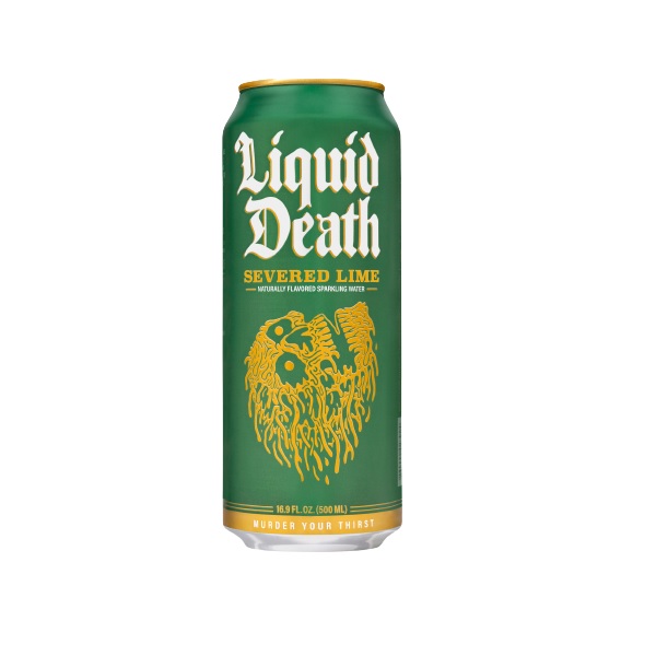Liquid Death Sparkling Water Severed Lime 500ml pack shot