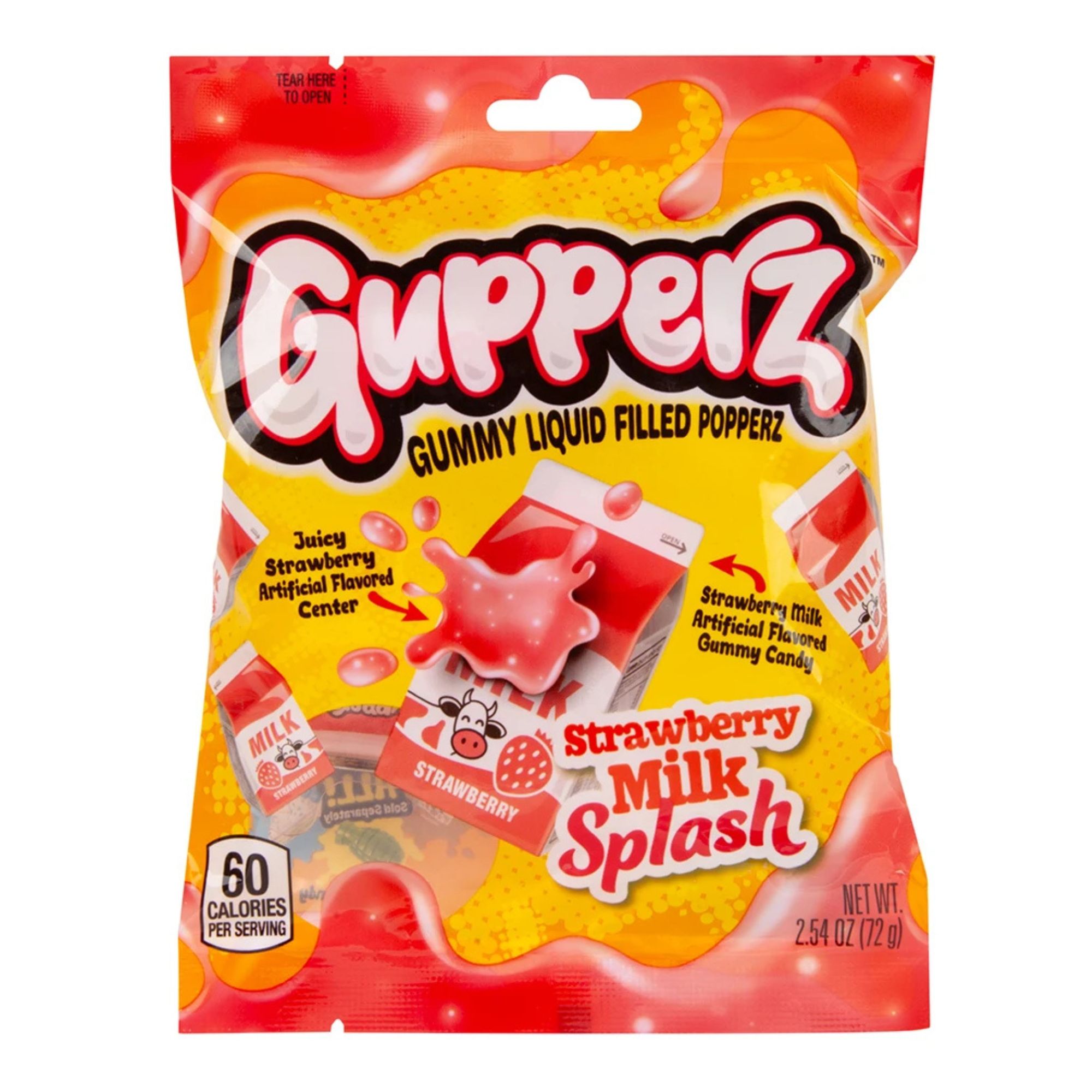 Gupperz Gummy Strawberry Milk Splash 72g pack shot
