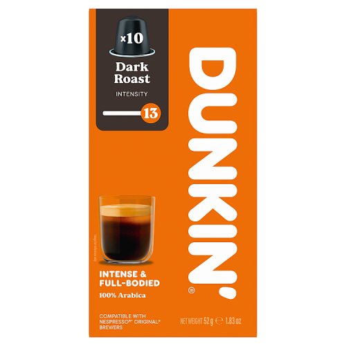 Dunkin Dark Roast 10s 52g pack shot