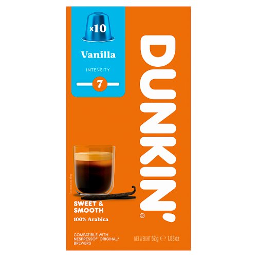 Dunkin Vanilla 10s 52g pack shot