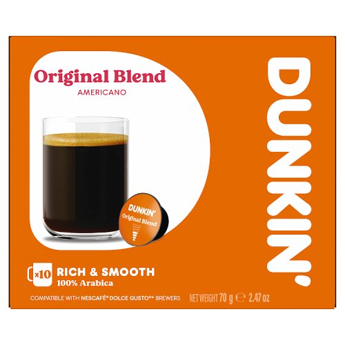 Dunkin Original Blend Rich & Smooth 10s 70g pack shot