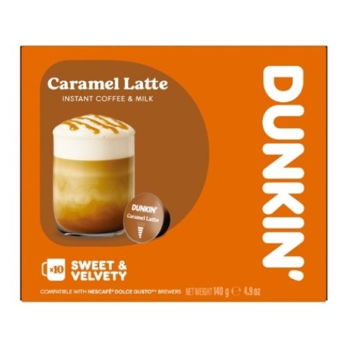Dunkin Dolce Gusto Caramel Latte 10s 14g pack shot