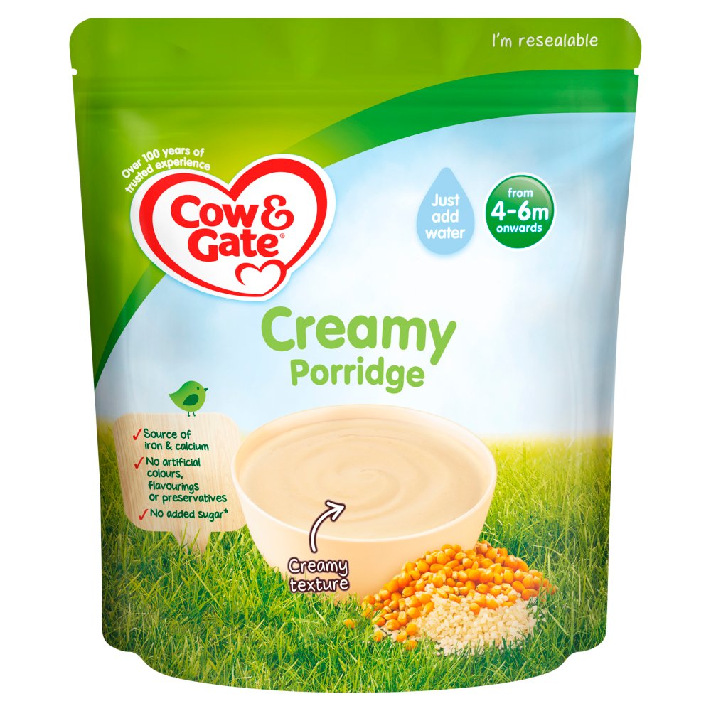 Cow & Gate Creamy Porridge 4m 125g pack shot