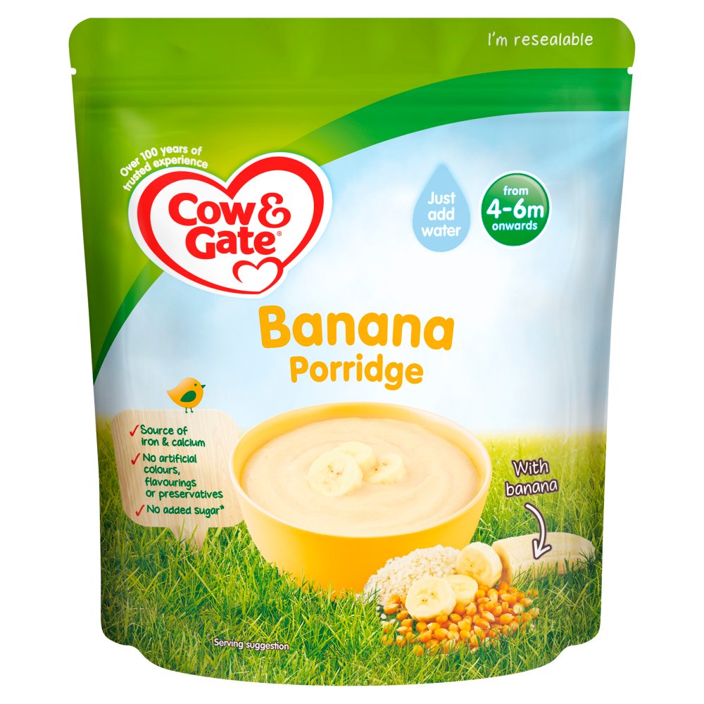 Cow & Gate Banana Porridge Baby Cereal 125g pack shot