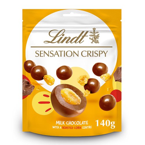 Lindt Sensation Crispy Milk Chocolate Corn Pouch 140g pack shot
